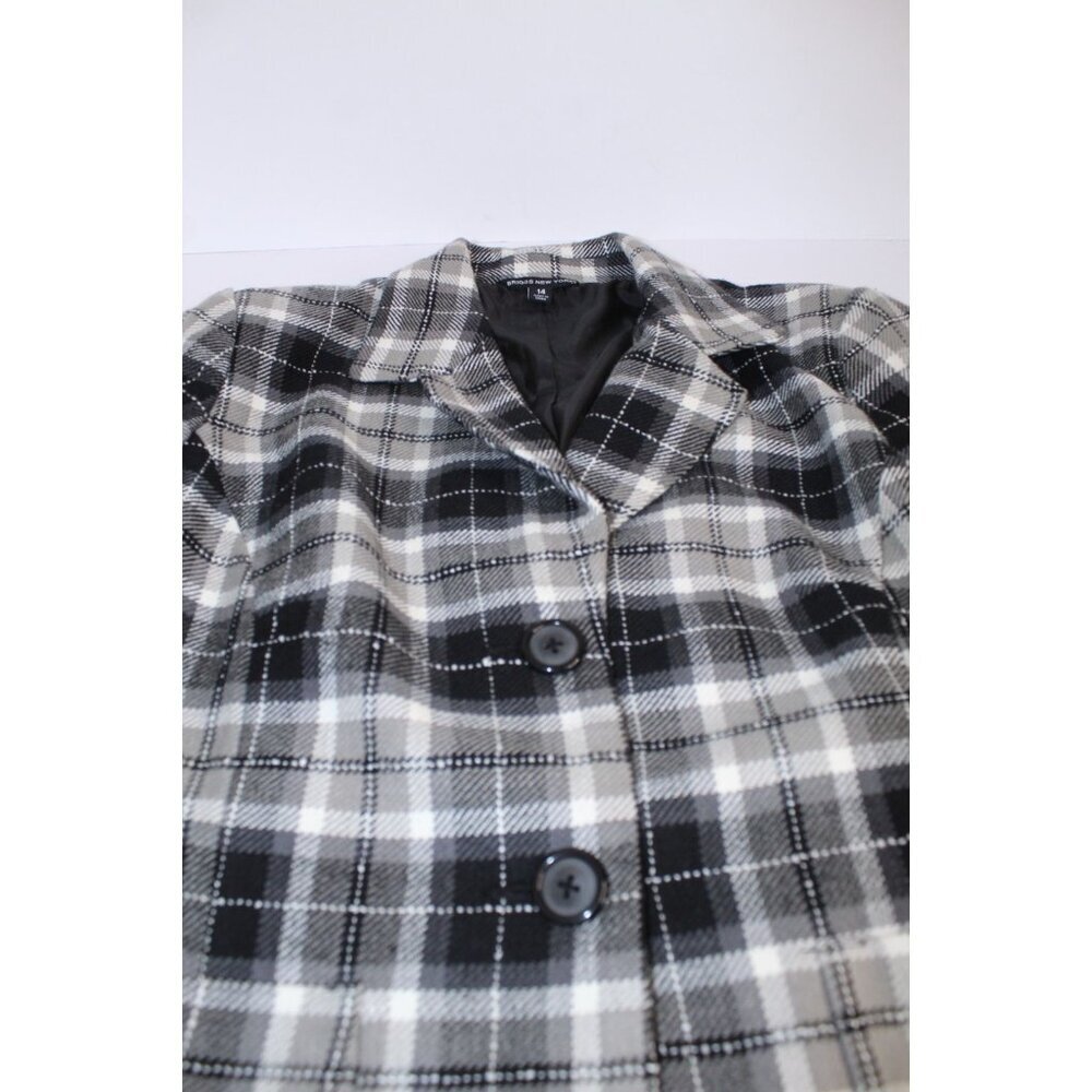 Briggs New York Plaid Blazer Women's 14 Black White Grey Lined Tailored Pockets‎ - Picture 6 of 14